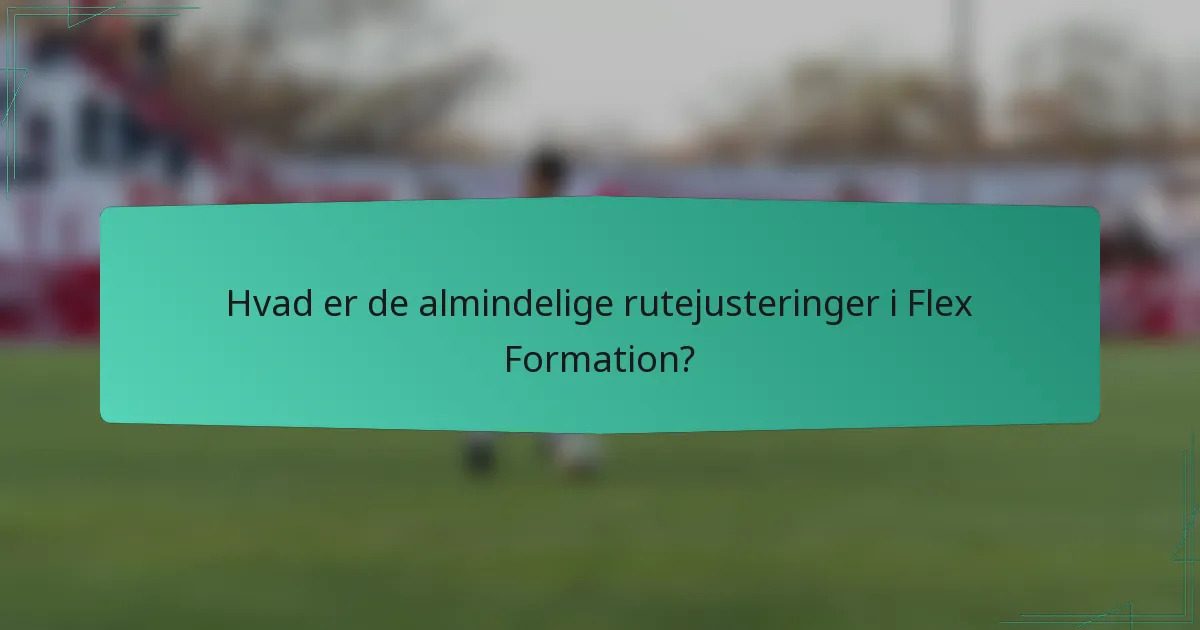 Hvad er de almindelige rutejusteringer i Flex Formation?