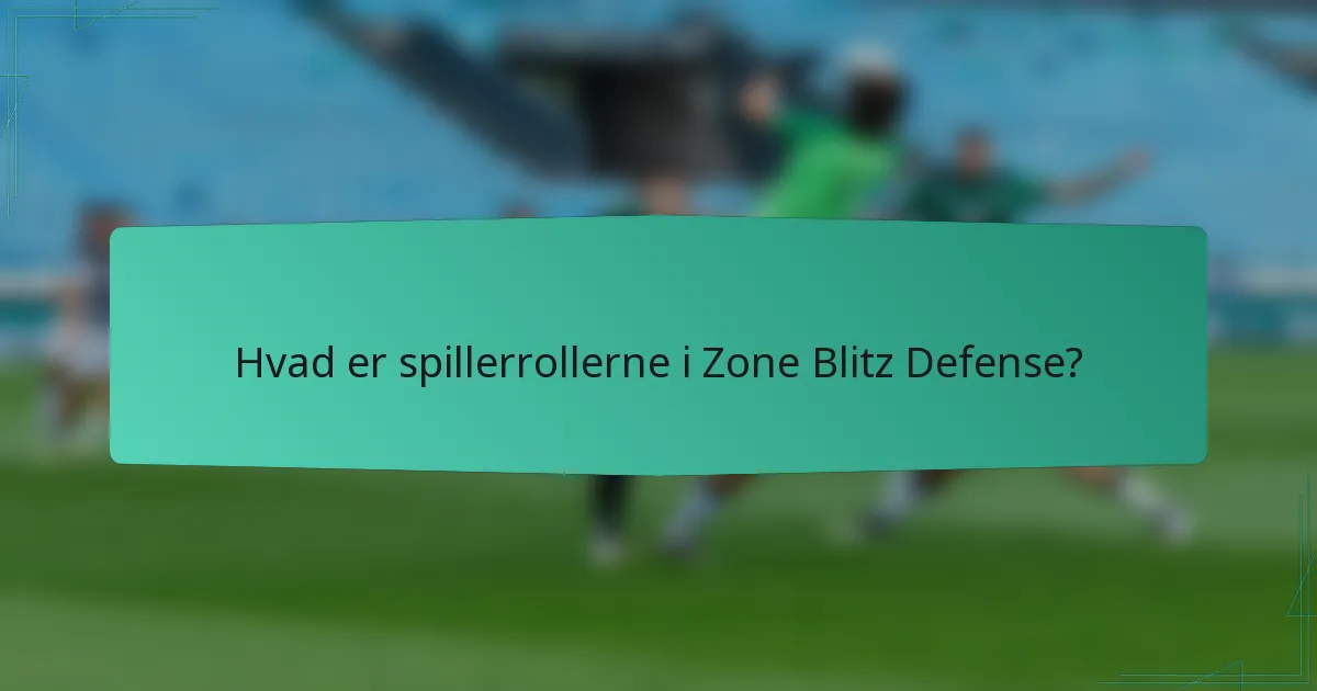 Hvad er spillerrollerne i Zone Blitz Defense?